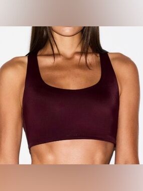 🛢️Skims Shine Scoop Neck Longline Bra | Currant | L | NWT 🏷️